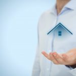 Real estate agent offer house. Property insurance, mortgage and real estate services concept.